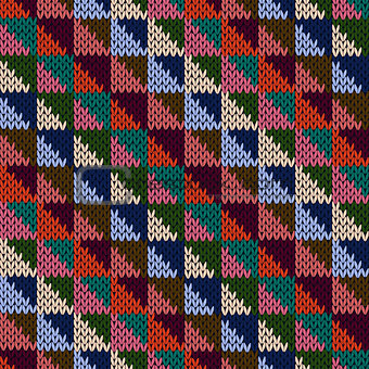 Seamless knitted motley multicolour geometric pattern