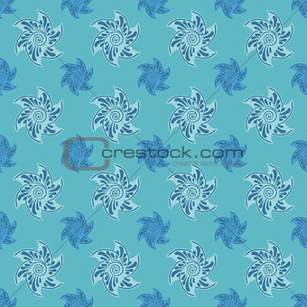 Sea seamless pattern blue background.