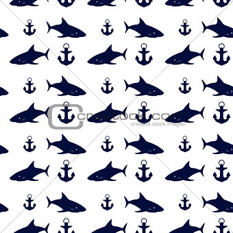 Nautical seamless background, vector illustration.
