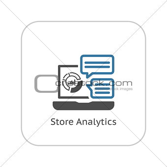 Store Analytics Icon. Flat Design.