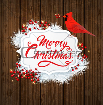 Christmas banner with cardinal bird
