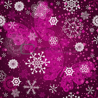 Seamless purple gradient pattern with snowflake