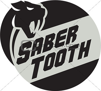 Saber Tooth Tiger Cat Head Circle Retro