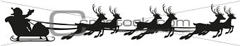 Silhouette of Santa Claus and reindeer
