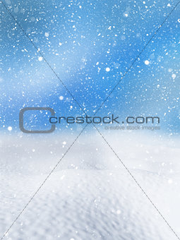 3D Christmas snowy background