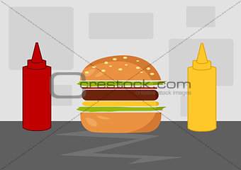 Hamburger Cartoon Vector Illustration