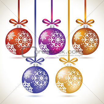 Christmas balls colorful hanging set on tape for christmas tree 