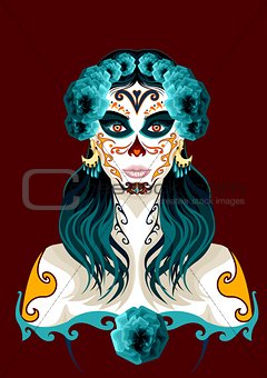 Day of the dead woman portrait illustration
