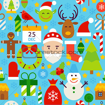 Merry Christmas Blue Tile Pattern