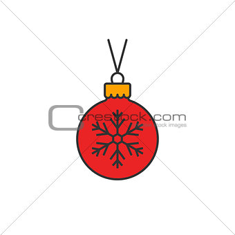 Christmas ball flat line icon