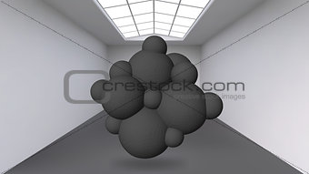 Abstract Creative concept vector background of geometric shapes the lines connected to points in the large Studio room with window. Modern office. Realistic Vector Illustration eps 10 for your design.