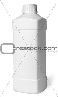 White plastic bottle of detergent rotated