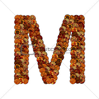 abstract vector font, made of ethnic elements - letter m