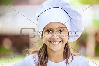 Smiling girl in a chef's hat