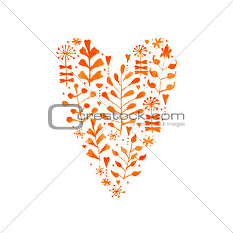 Vector Watercolor Floral Heart