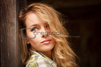 Portrait of Dreamy Romantic Hipster Girl Outdoors