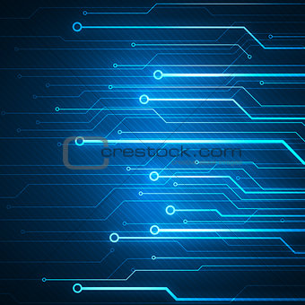 Digital conceptual image circuit microchip on blue background