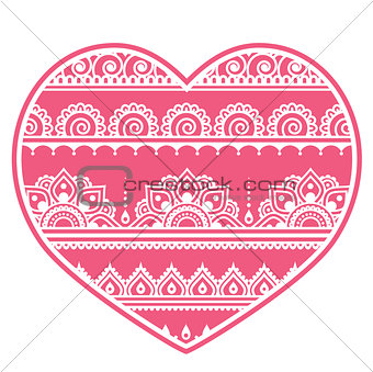 Valentine's Day design - Mehndi heart, Indian Henna tattoo pattern