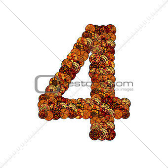 abstract vector font, made of ethnic elements - number four