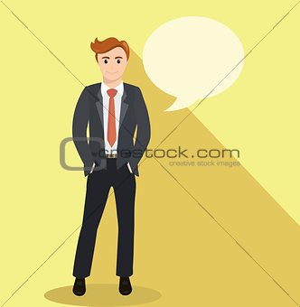Business man standing and hands in pockets