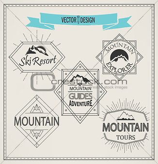 Vector mountain logos and emblems