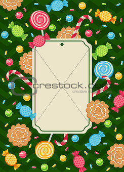 Vintage vector card with candies