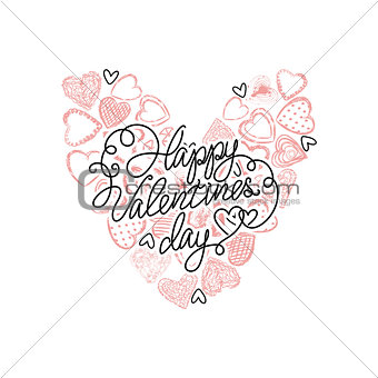 Vector valentines day heart with many hearts