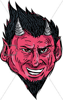 Demon Horns Goatee Head Drawing