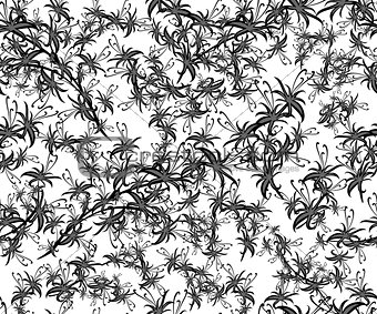 Seamless background with black flower pattern on white background. EPS10 illustration.
