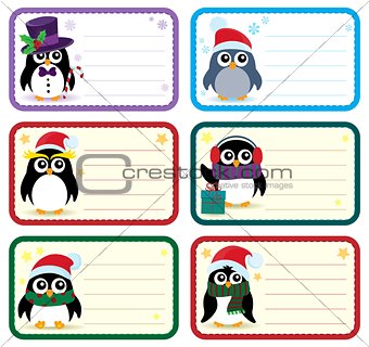 Christmas tags with penguins theme 1