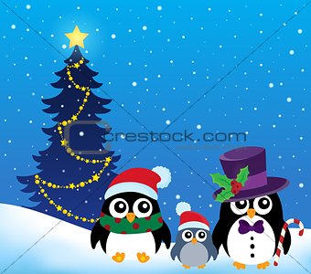 Stylized Christmas penguins theme 2