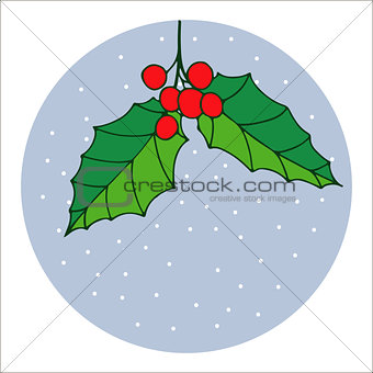 Traditional hand drawn christmas berry decoration greeting card. Holiday vector christmas berry decoration.