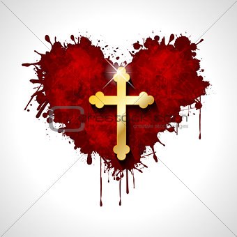 Christian cross in the heart