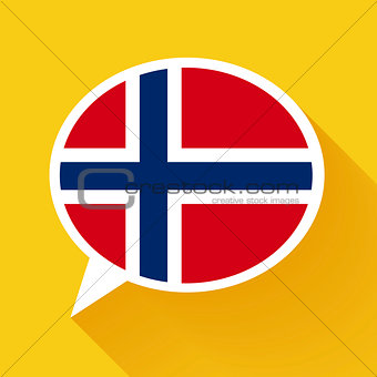 White speech bubble with Norway flag