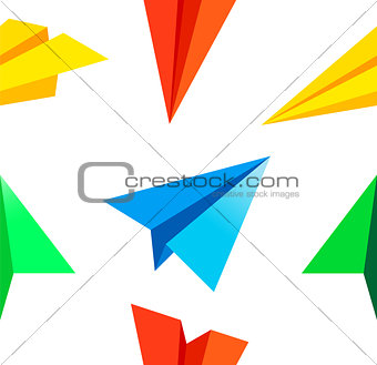 Paper airplane pattern . Vector illustration