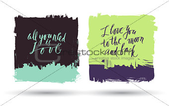 Grunge brush banners with lettering