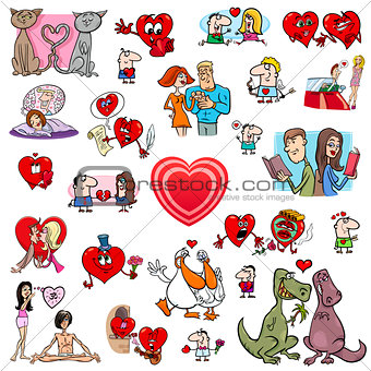 valentine cartoons set