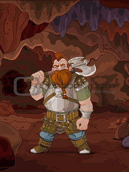 Fantasy Style Dwarf in the Magic Cave