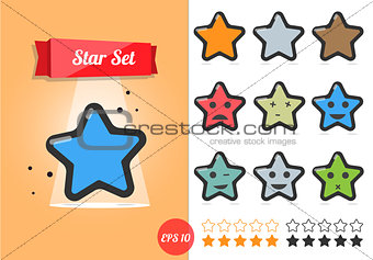 Star vector illustration set on white background. A cartoon style.