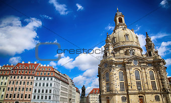 Neumarkt Square at Frauenkirche (Our Lady church) in the center 