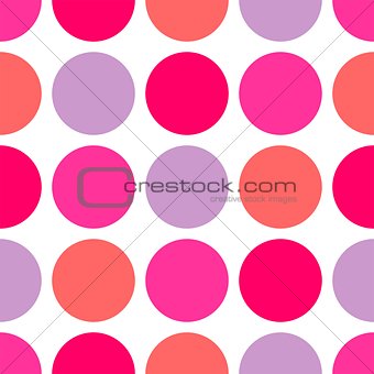 Tile vector pattern with big polka dots on white background