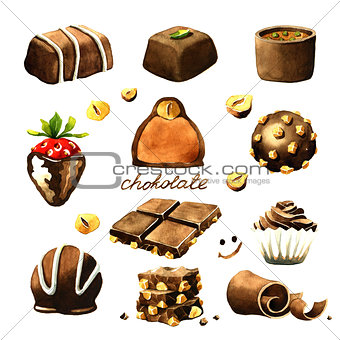 Chocolate watercolor clipart