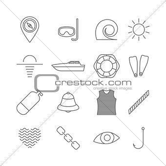 Set of nautical icons, vector illustration.