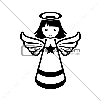 Simple black vector christmas angel icon