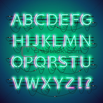 Glowing Double Neon Green Alphabet