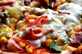 whole italian pizza with ingredients 