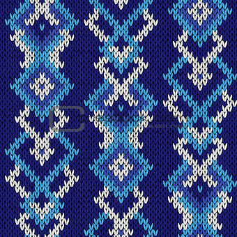 Ornate seamless knitted cool blue pattern