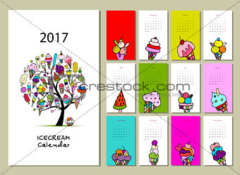 Icecream collection, calendar 2017 design