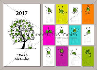 Funny frogs, calendar 2017 design