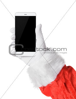 Santa holding smartphone